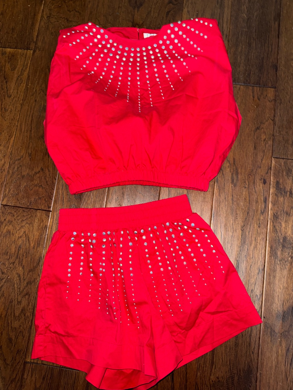 TCEC Red Rhinestone-Studded Top
